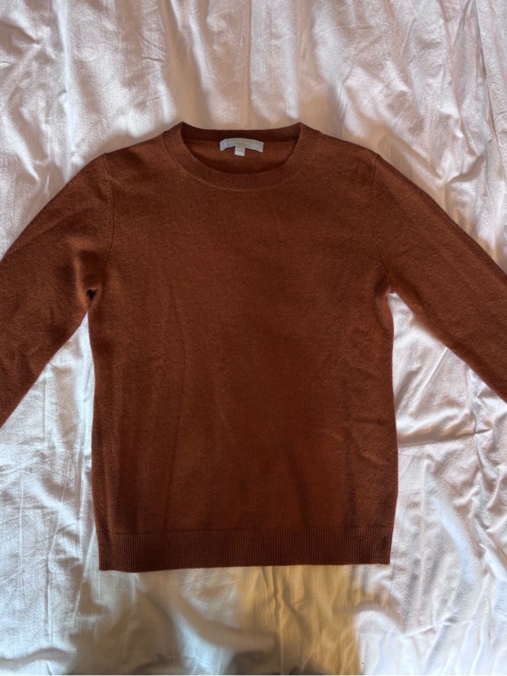 Antonio Melani 100% Cashmere Crew Neck Women’s Sweater, Burnt Orange, Small